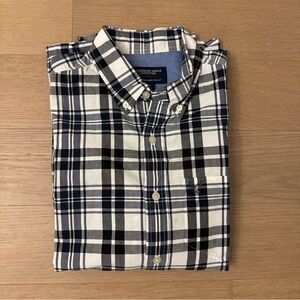 American Eagle Outfitters Navy and White Checkered Shirt
